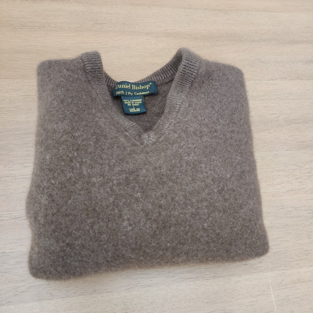 Daniel Bishop 2-ply Cashmere Sweater Sz Large Brown
